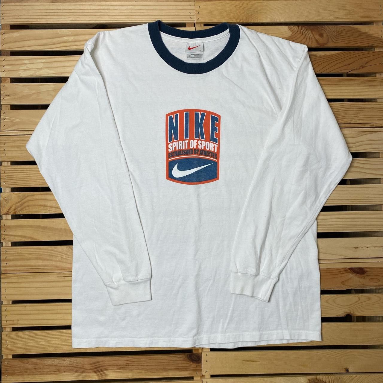 Nike Vintage Nike "Spirit of Sport" White Ringer Tee Size Large Size US L / EU 52-54 / 3 - 1 Thumbnail