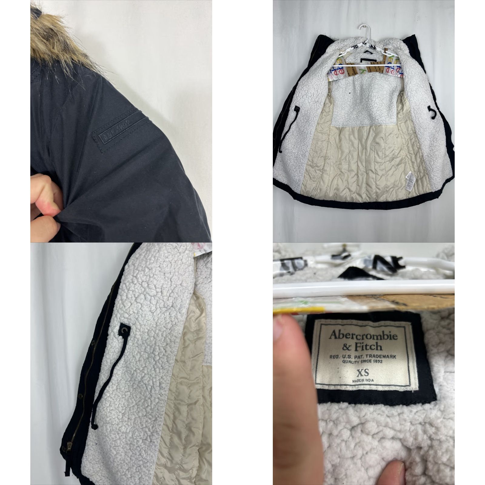 Abercrombie & Fitch Abercrombie & Fitch Parka Jacket XS Black Sherpa Lined Fur Trim Hood Army Outdoor Vintage No Size XS / US 0-2 / IT 36-38 - 8 Thumbnail