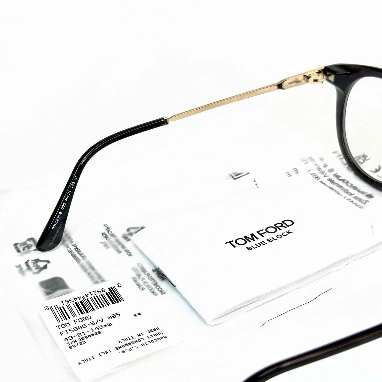 Tom Ford TOM FORD TF5905B 005 Black Gold Optical Eyeglass 5905 FT5905 Size ONE SIZE - 5 Thumbnail