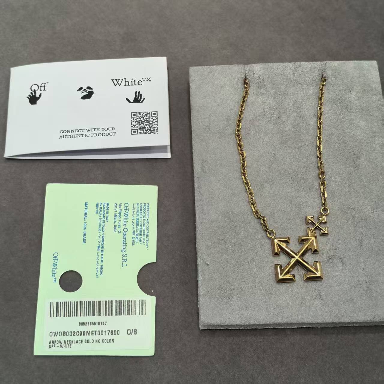 Off-White Box OW industrial arrow logo gold pendant necklace Unisex Size ONE SIZE - 4 Thumbnail