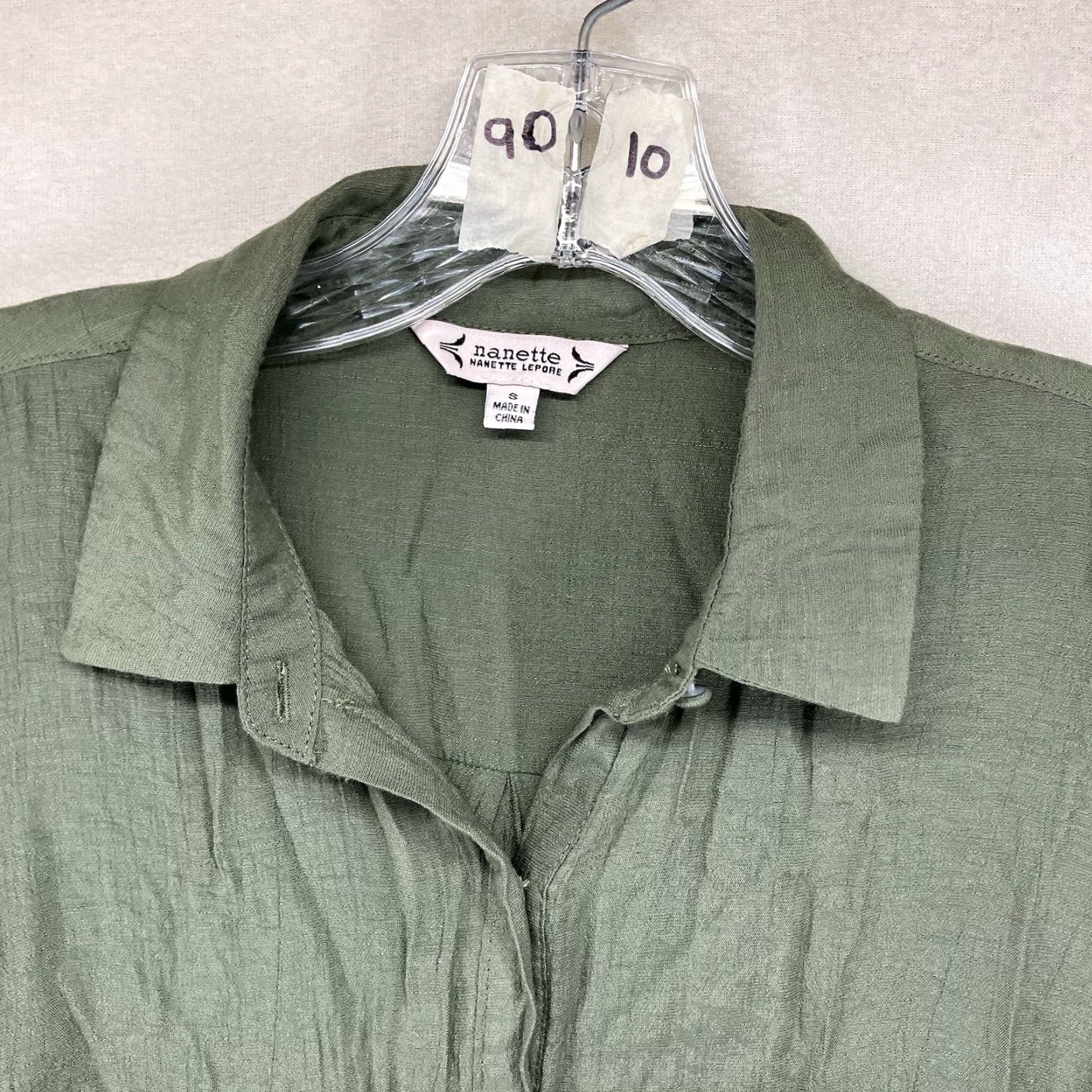 Nanette Lepore Nanette Lepore Women's Blouse Small Sage Green Button Collared Long Sleeve Rayon Blend Relaxed Fit Casual Shirt 90s Bohemian Beach Size S / US 4 / IT 40 - 4 Thumbnail