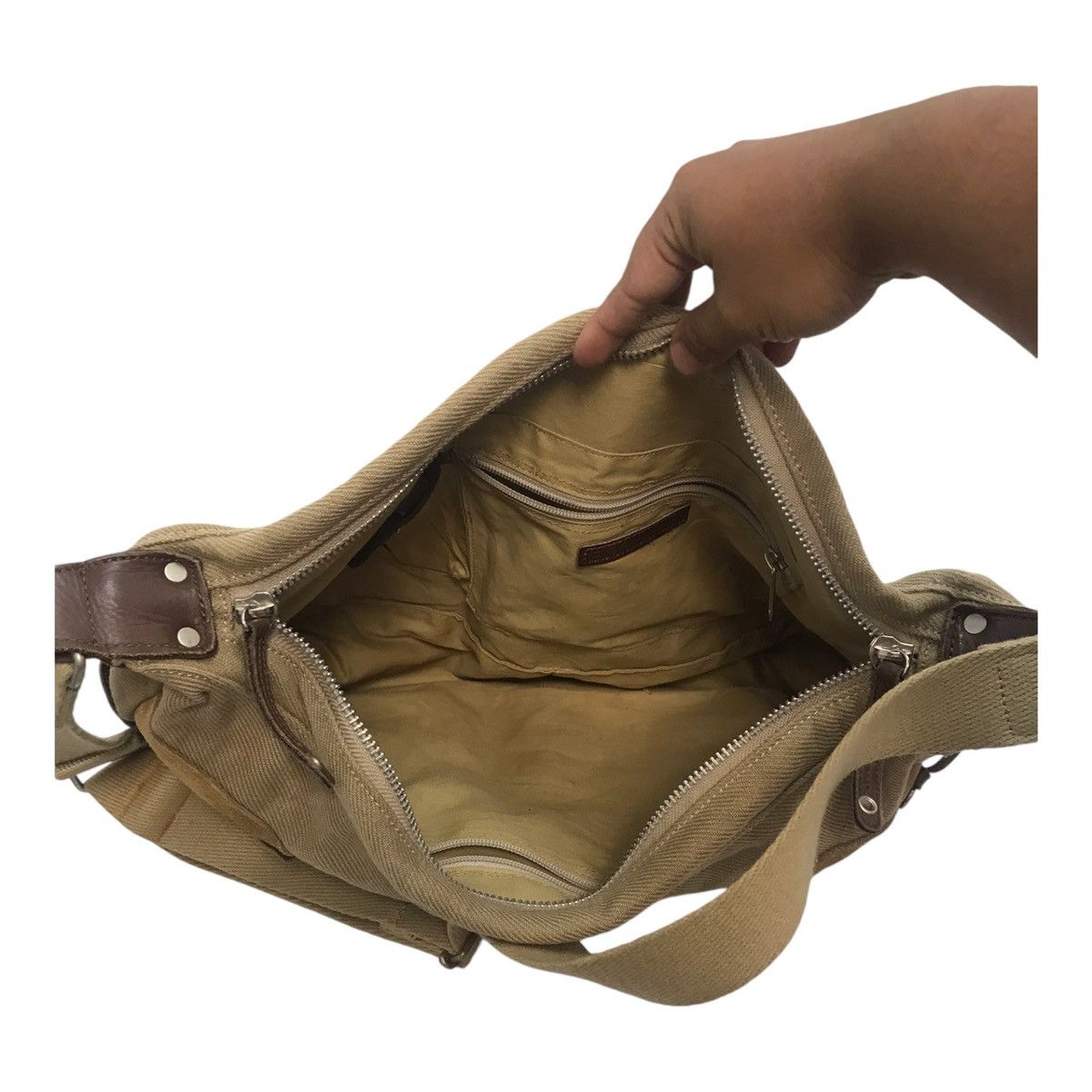 Japanese Brand × MasterPiece MasterPiece Half Leather Canvas Sling/Cross Body Bag Size ONE SIZE - 6 Thumbnail
