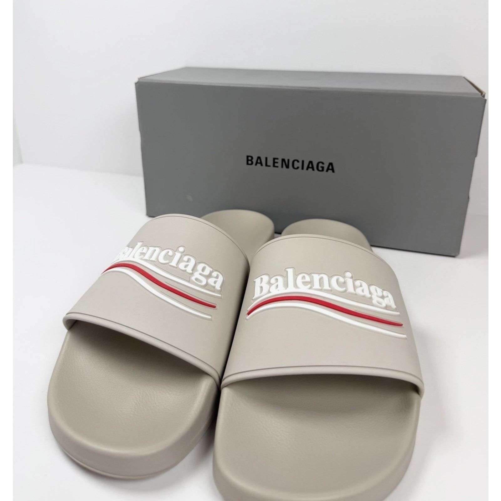Balenciaga Size 9 - Balenciaga Beige Pool Campaign Logo Sandals NEW! Size US 9 / EU 42 - 3 Thumbnail