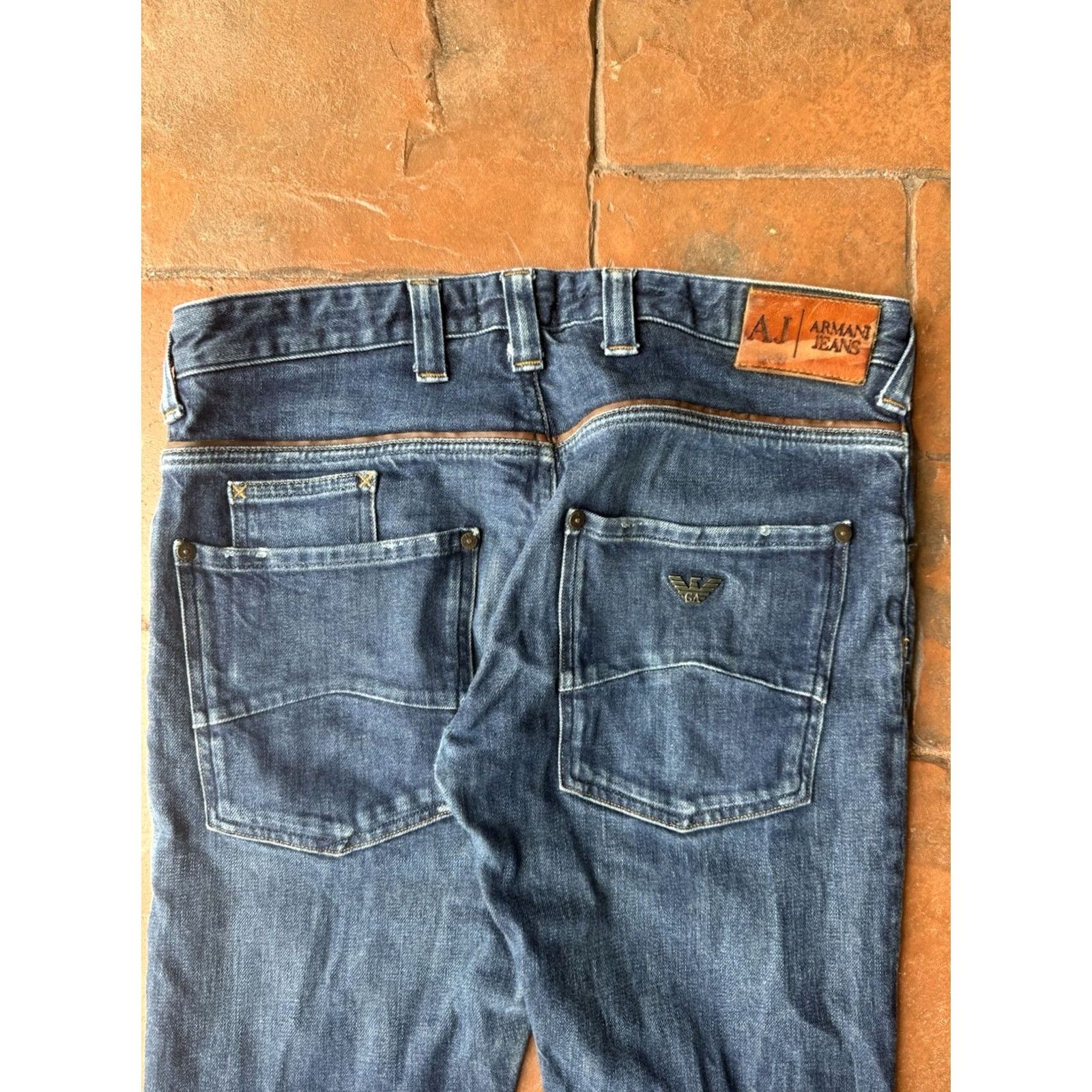 Vintage Armani Jeans Button Fly Jeans Mens 29 Dark Indigo Blue Straight Leg Slim Denim 5-Pocket Size US 34 / EU 50 - 6 Thumbnail
