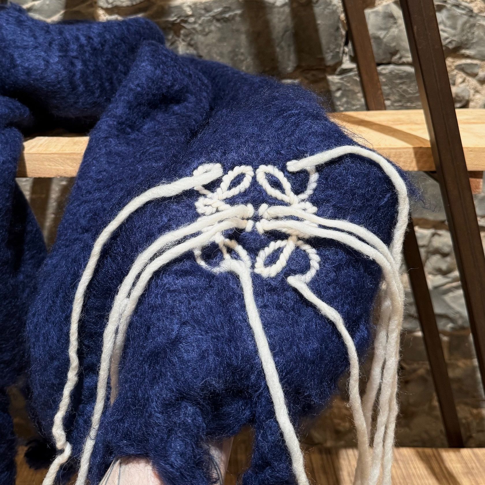 Loewe LOEWE Blue Mohair Embroidered Anagram Oversized Scarf Size ONE SIZE - 3 Thumbnail