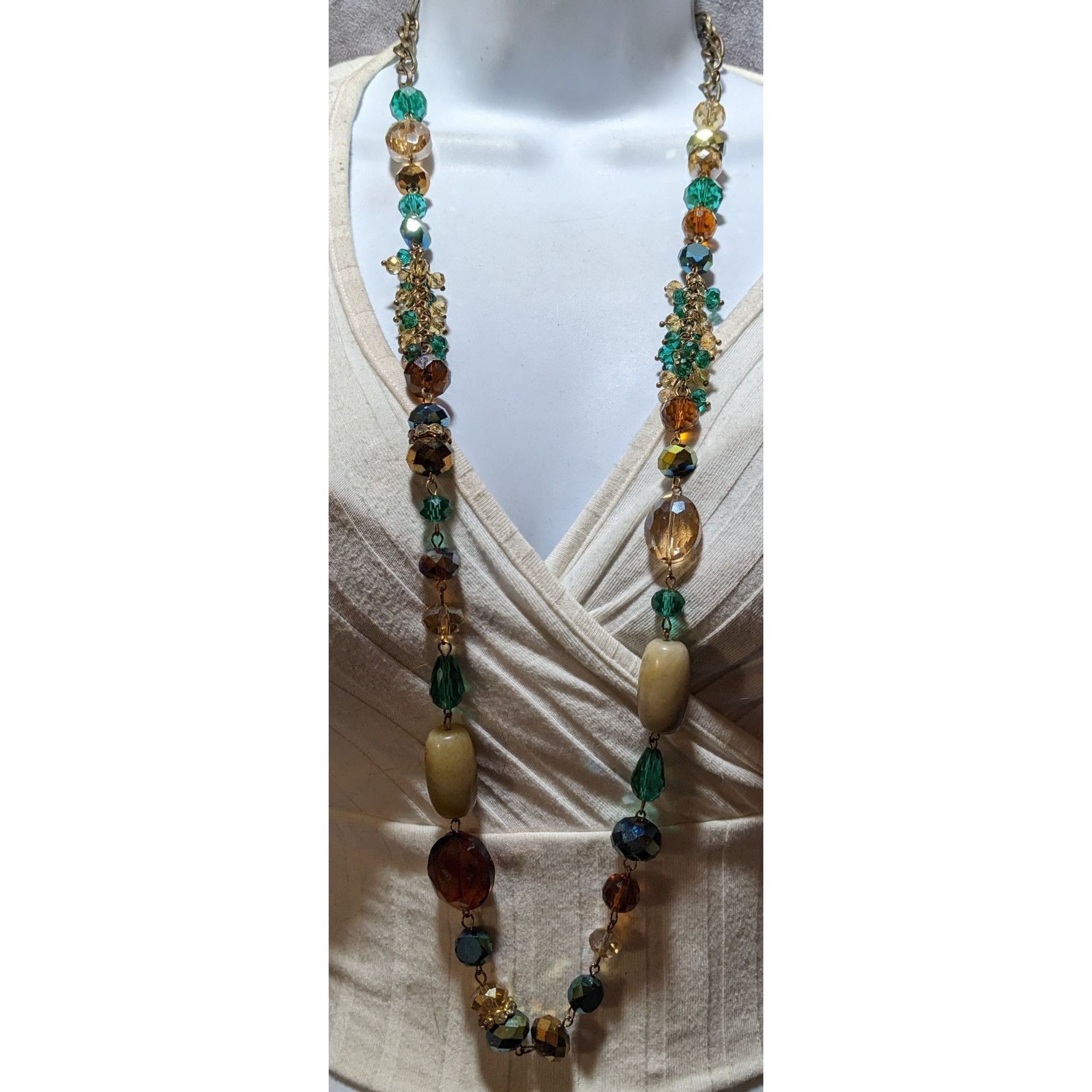 Other Green And Gold Glam Glass And Stone Beaded Necklace Size ONE SIZE - 6 Thumbnail