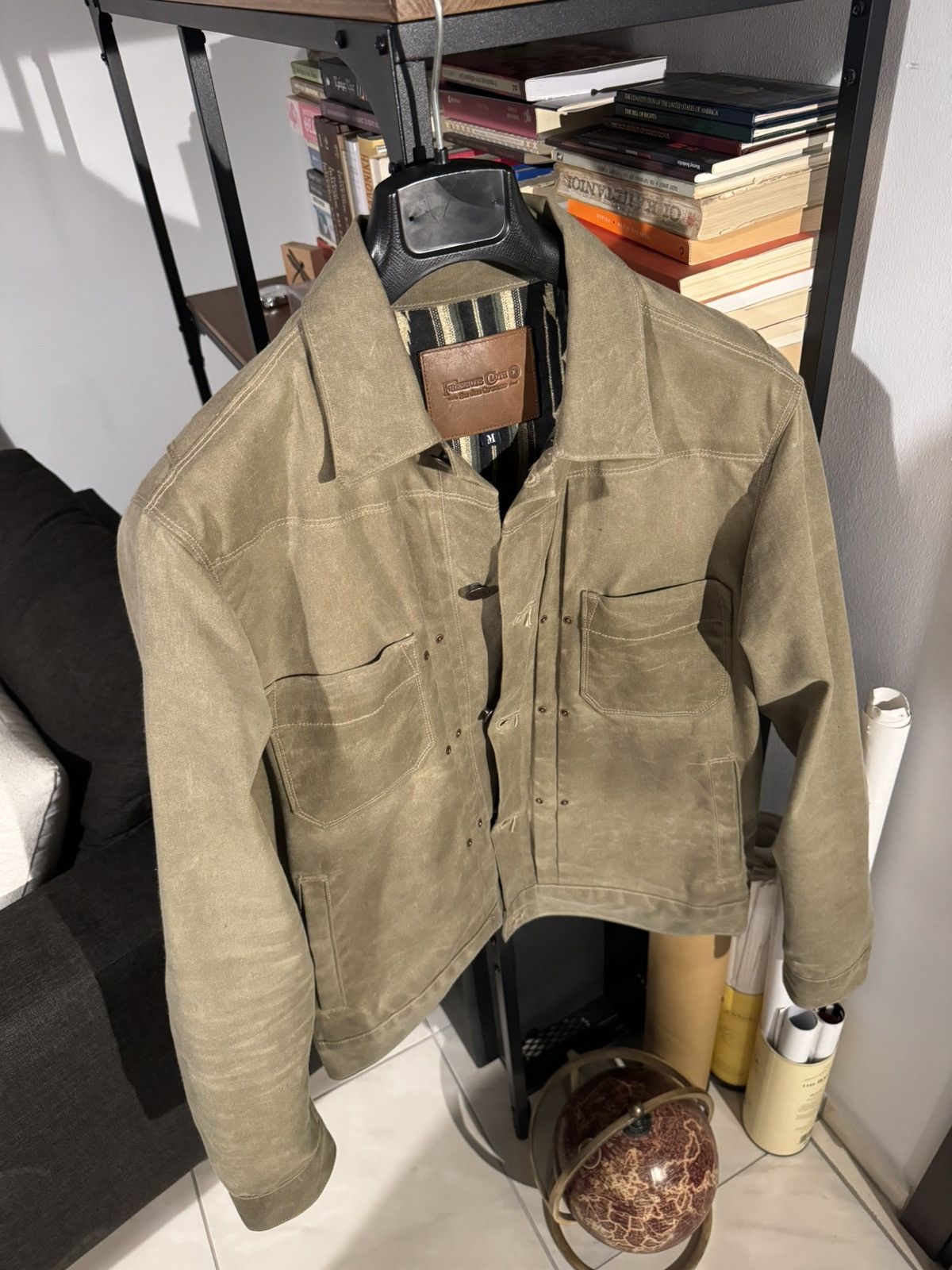 image of Freenote Cloth Riders Jacket Waxed Canvas Tobacco Medium in Beige Khaki, Men's