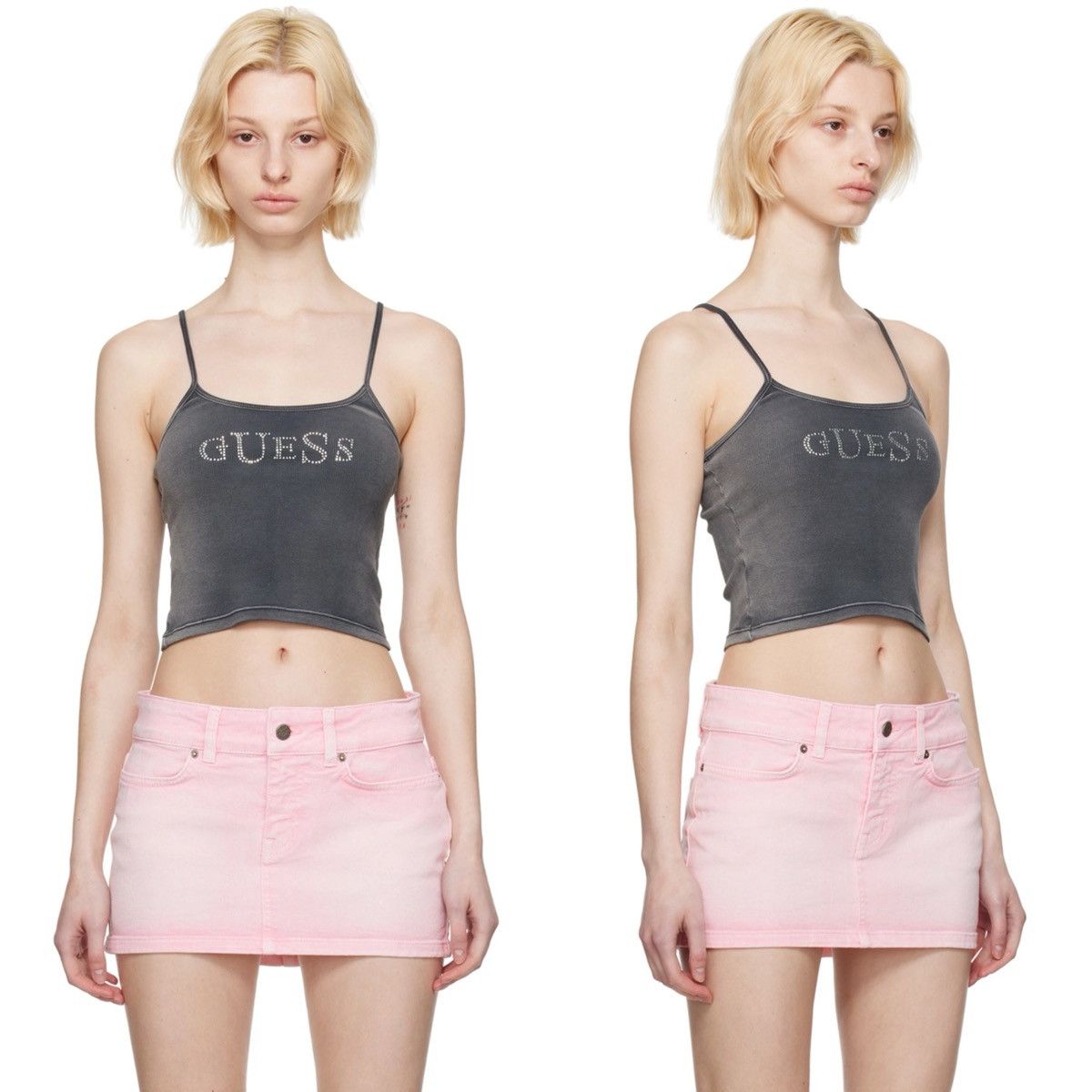 Guess GUESS grey tank top rhinestone logo Size XS / US 0-2 / IT 36-38 - 1 Thumbnail