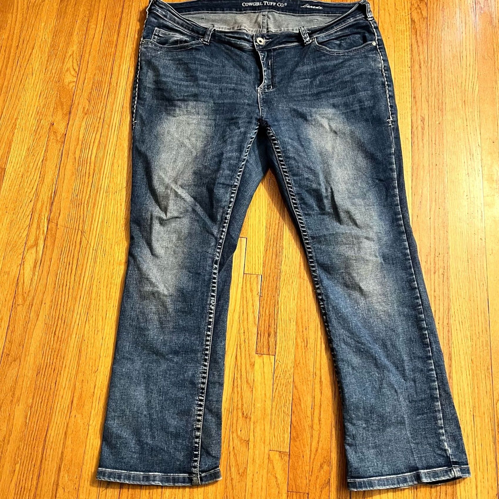 Vintage Cowgirl Tuff Jeans Womens Bootcut Jeans 36 X31 Blue Denim Womens Size 25" / US 0 / IT 36 - 2 Thumbnail
