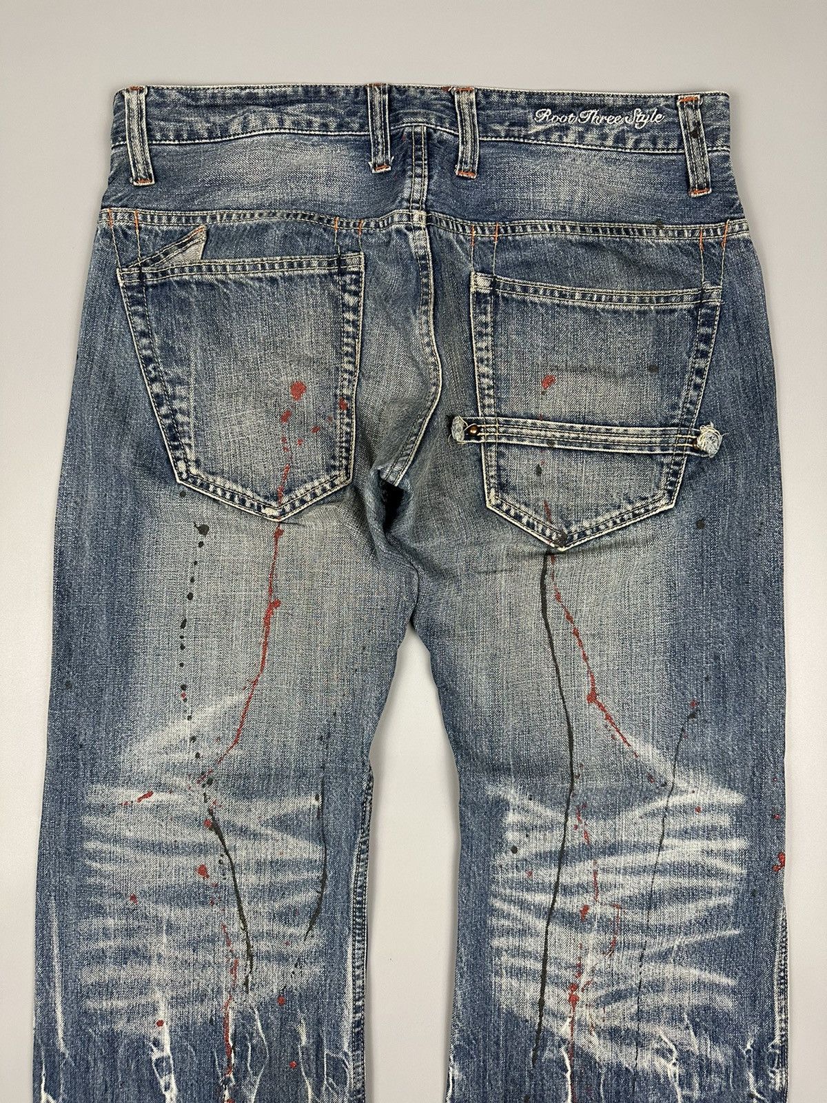 If Six Was Nine × Le Grande Bleu (L.G.B.) 🔥Sick Nice🔥 Root Three Style Whiskered Painted Flared Denim Size US 34 / EU 50 - 6 Thumbnail