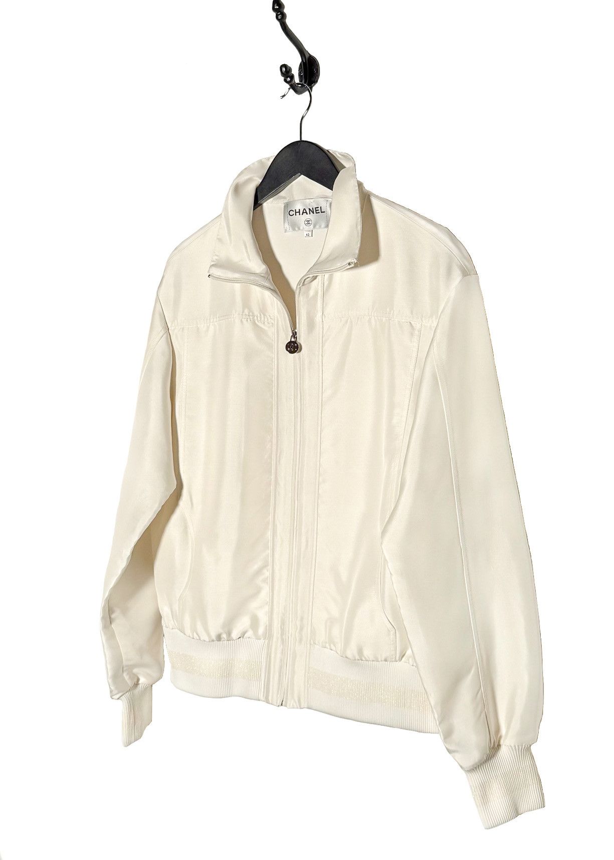 Chanel Chanel Ivory Satin Bomber Jacket Size M / US 6-8 / IT 42-44 - 2 Thumbnail