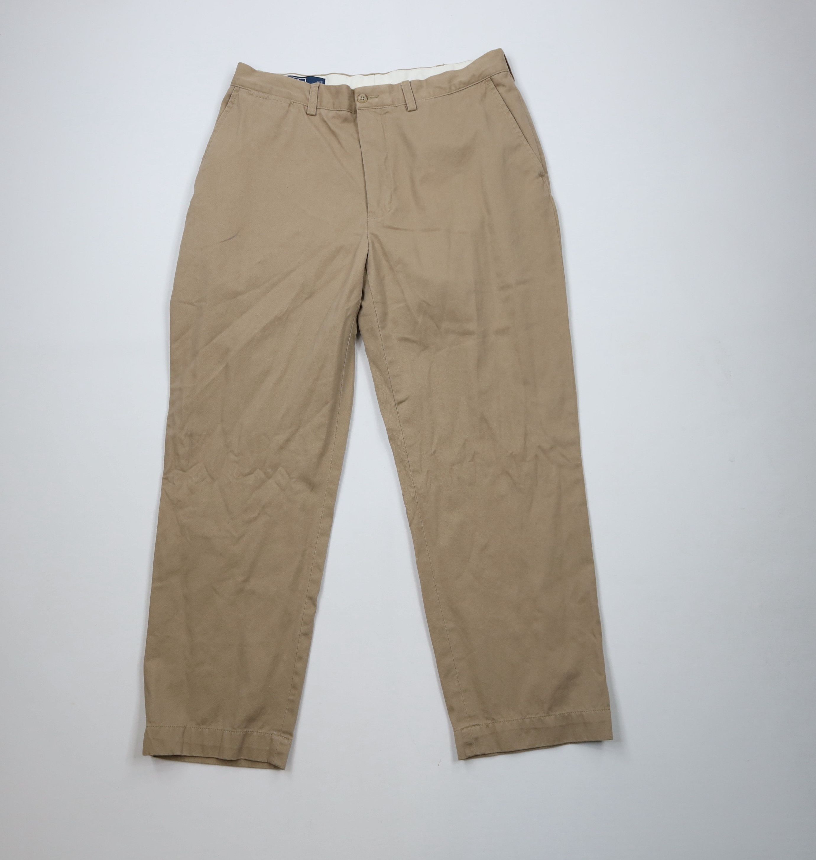 Ralph Lauren × Vintage Vintage 90s Ralph Lauren Wide Leg Chino Pants Beige Cotton Size US 34 / EU 50 - 1 Thumbnail