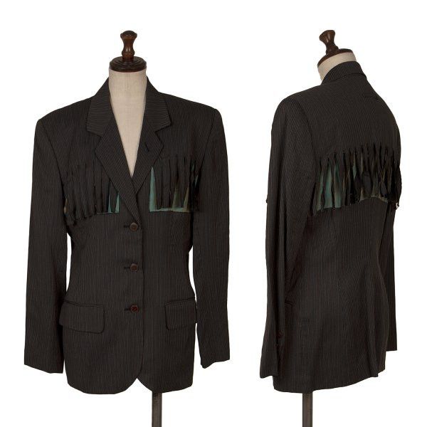 Jean Paul Gaultier Femme Fringe Stripe Jacket Black Size 40, Women's