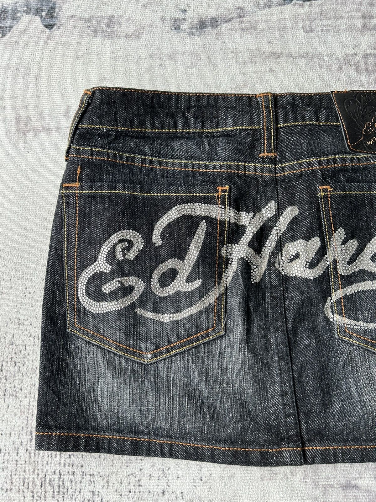Ed Hardy Ed Hardy Rhinestone Jeans Skirt Size 33" - 7 Thumbnail
