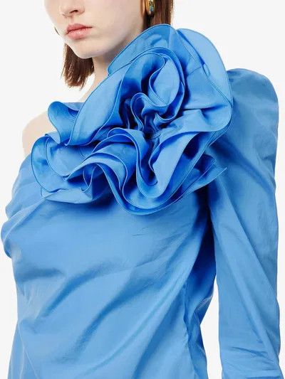 Balmain o1s1wg110825 Floral Embellished Blouse in Blue Size M / US 6-8 / IT 42-44 - 5 Thumbnail
