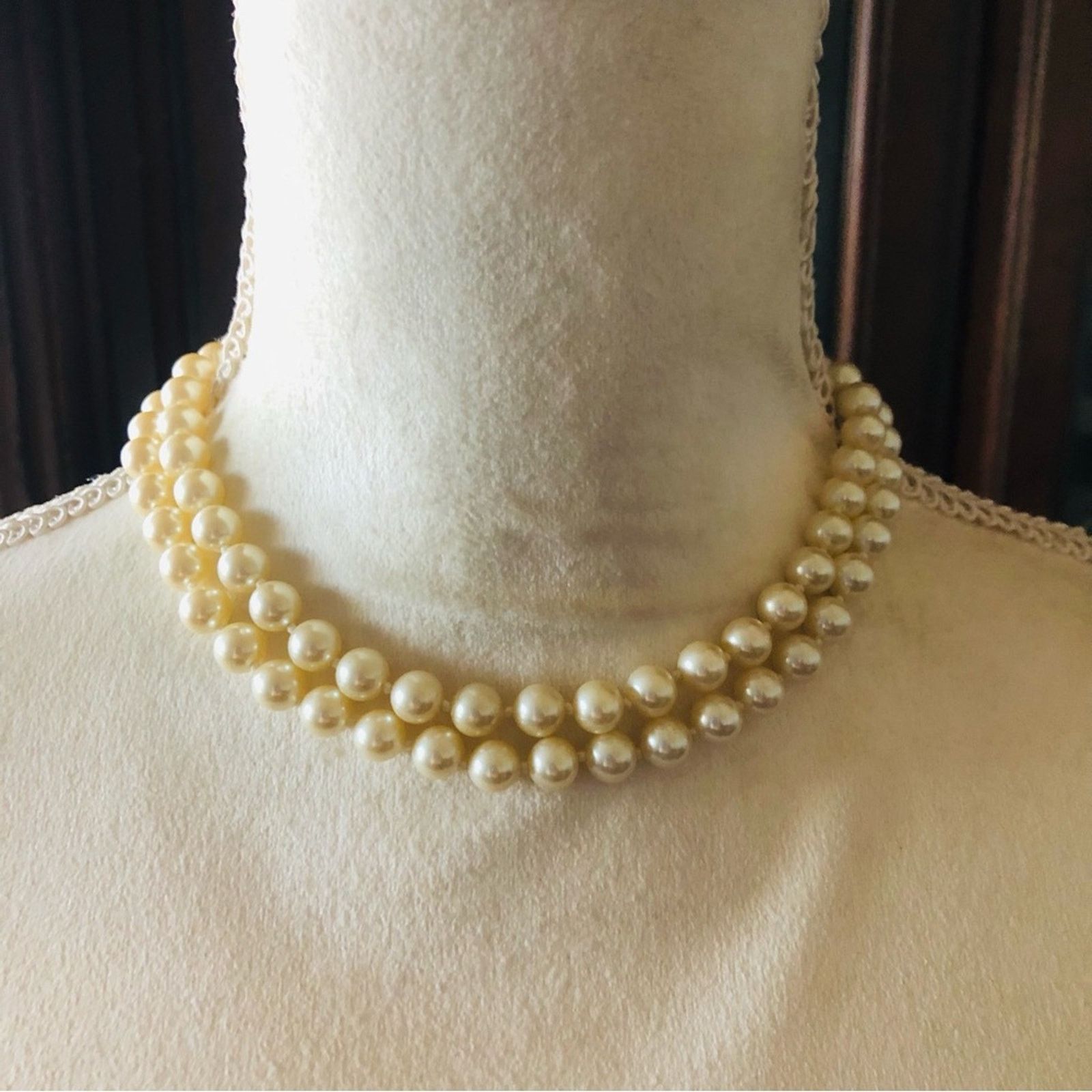 Vintage Vintage double strand classic cream pearl necklace Size ONE SIZE - 2 Thumbnail