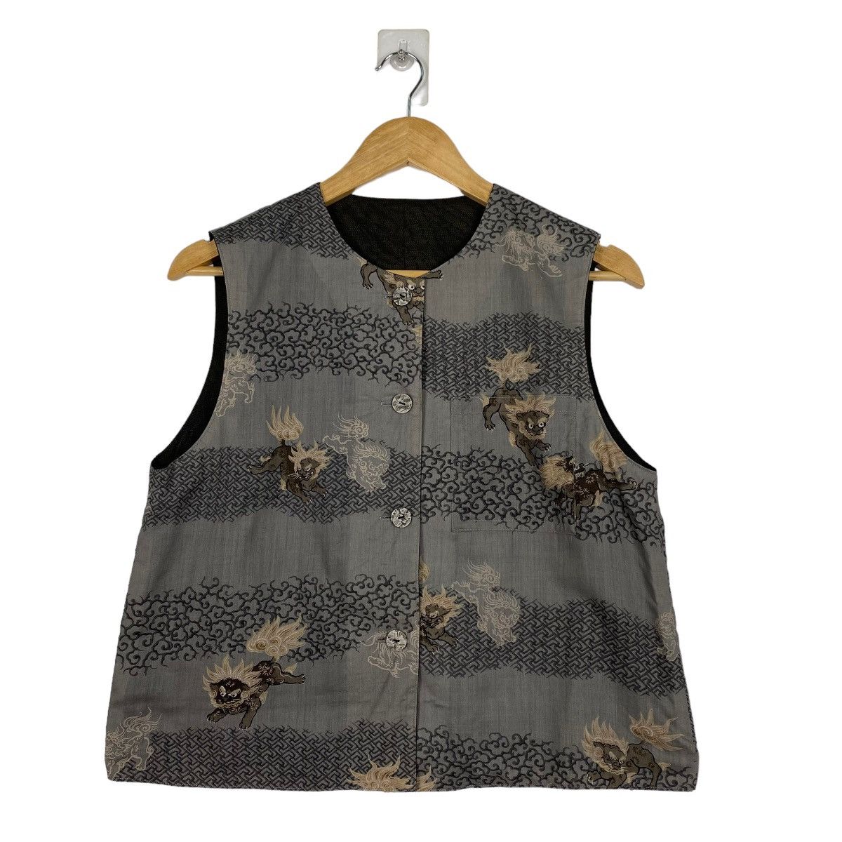Japanese Brand Japanese Dragon Allover Printed Vest Size US M / EU 48-50 / 2 - 2 Thumbnail