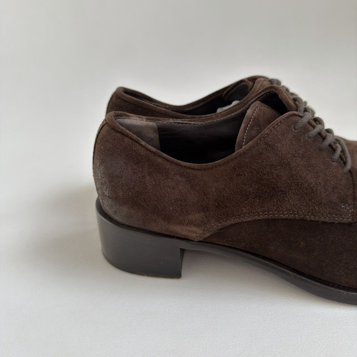 Prada Brown Suede Burnished Tips Shoes Size US 7 / IT 37 - 7 Thumbnail