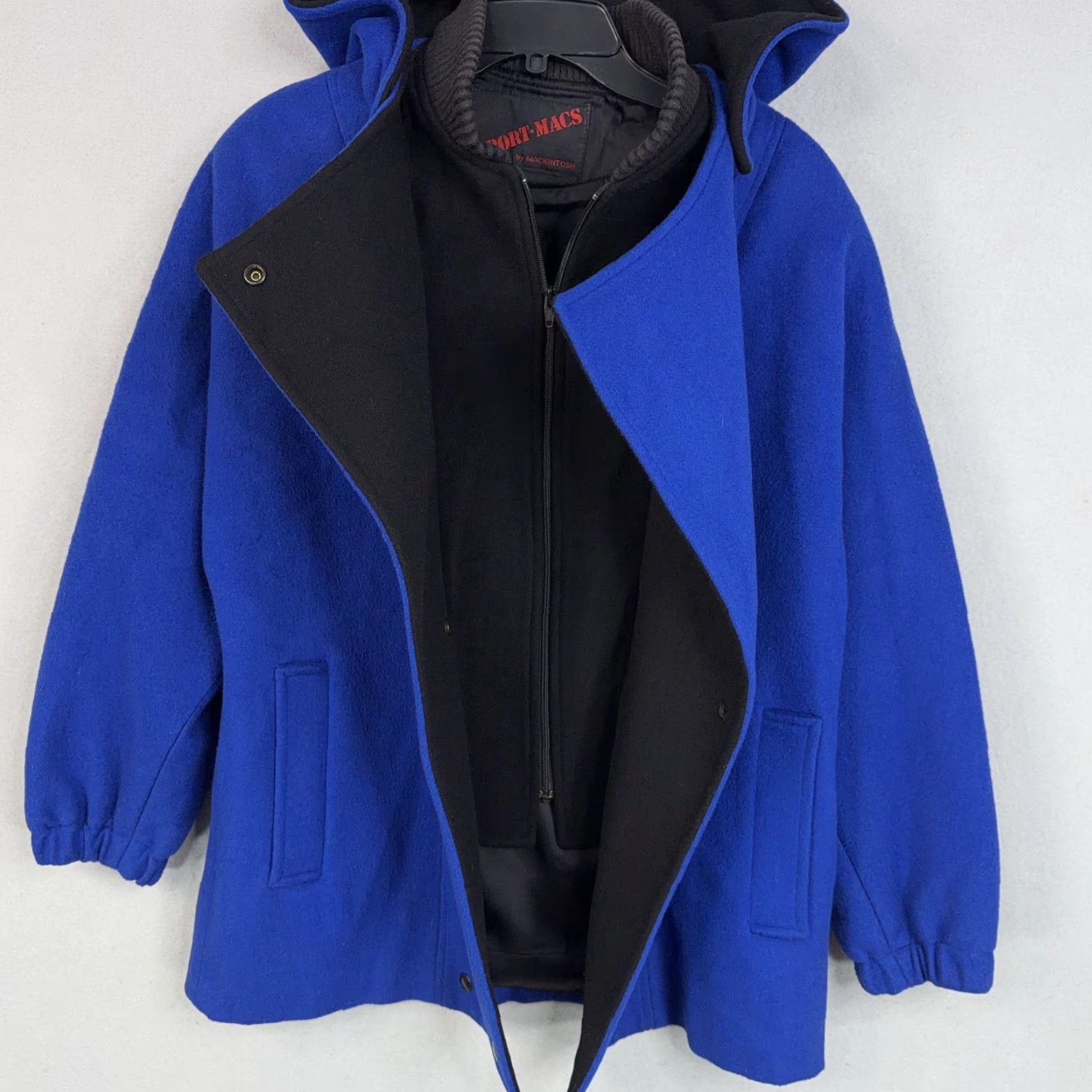 Mackintosh VINTAGE Sport Macs by Mackintosh Coat Womens 10 Blue Wool Hooded Parka Jacket USA 80s Parka Womens 10 Blue Wool Hooded Coat USA 80s Mens? Size L / US 10 / IT 46 - 4 Thumbnail