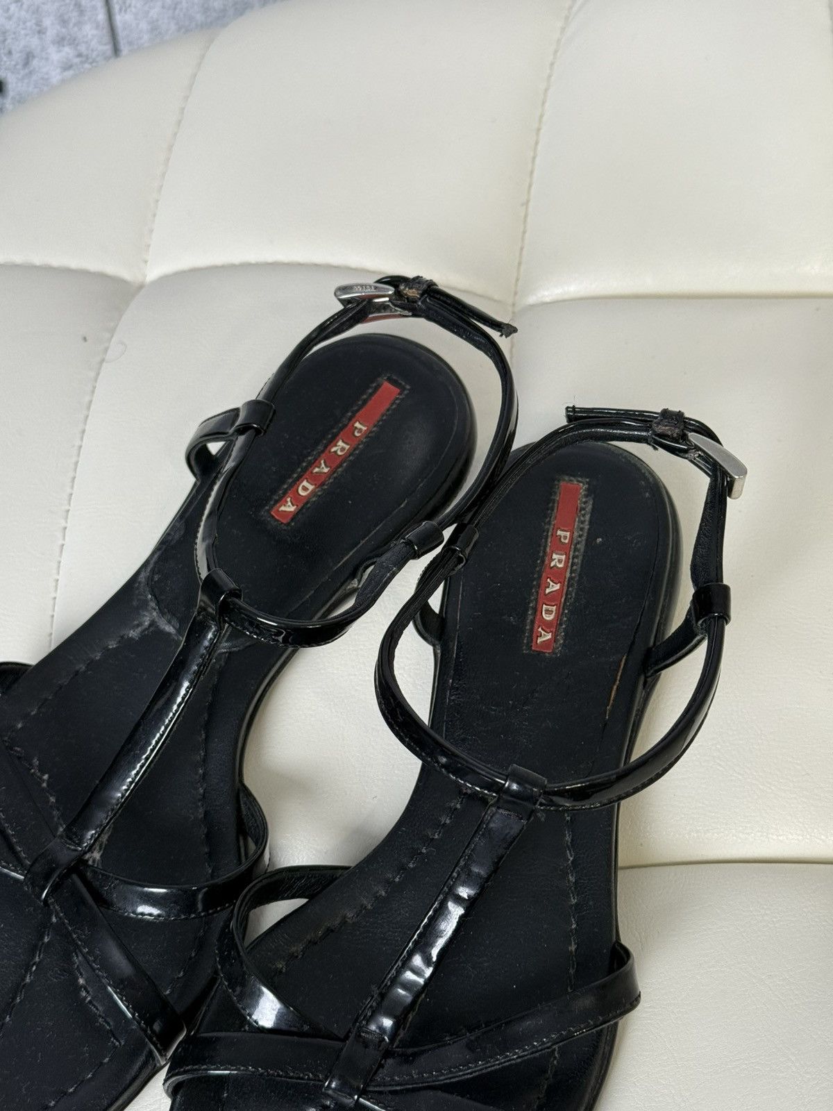 Prada Prada Linea Rossa Sandals Patent Leather T Strap Flat Shoes Size US 6 / IT 36 - 20 Thumbnail