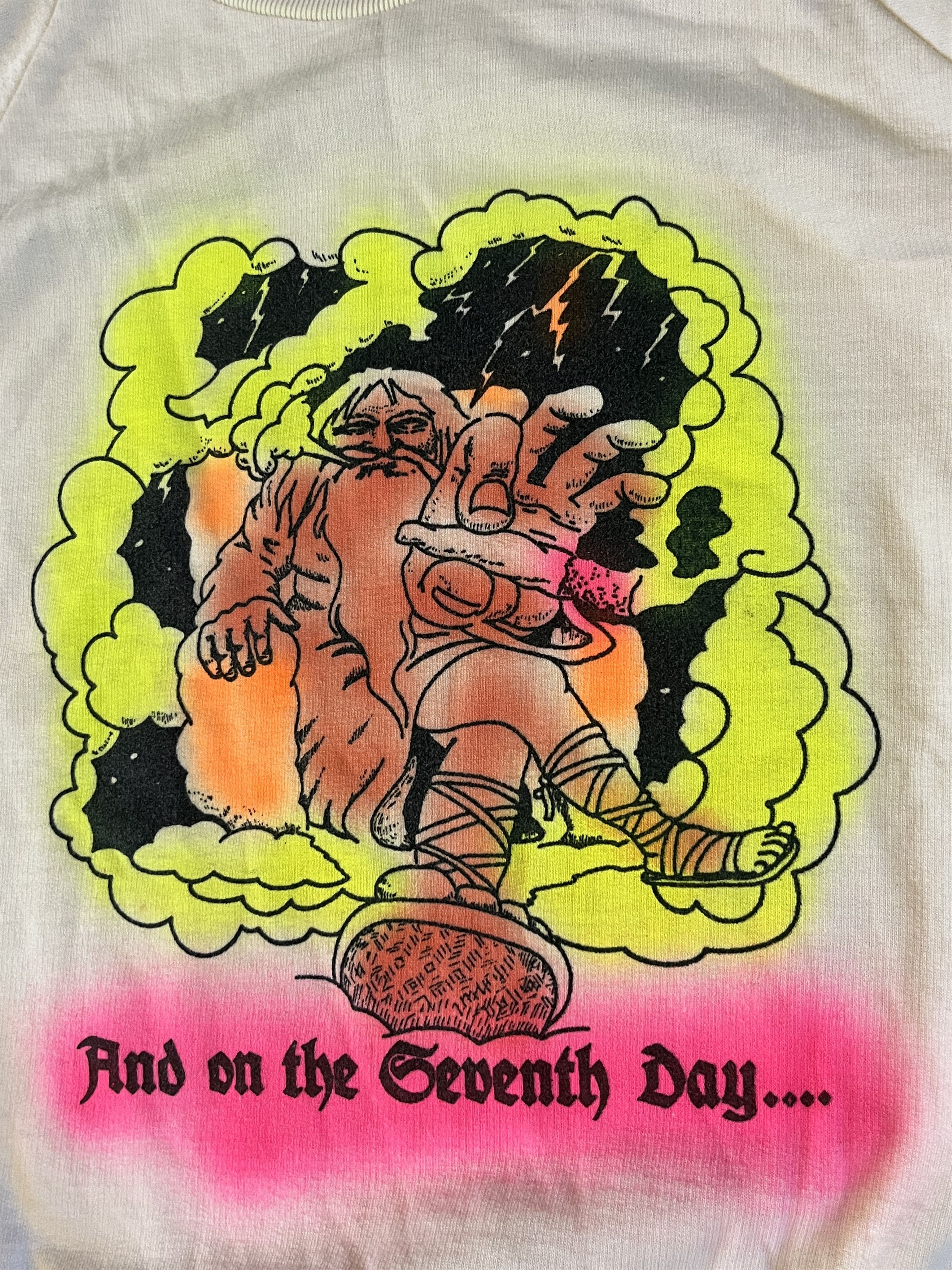 Vintage 80s Weed 420 God And On The Seventh Day Crewneck Size US M / EU 48-50 / 2 - 3 Thumbnail