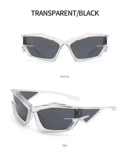 Electric Visual Transparent Frame Irregular Design Sun Glasses Unisex Size ONE SIZE - 3 Thumbnail