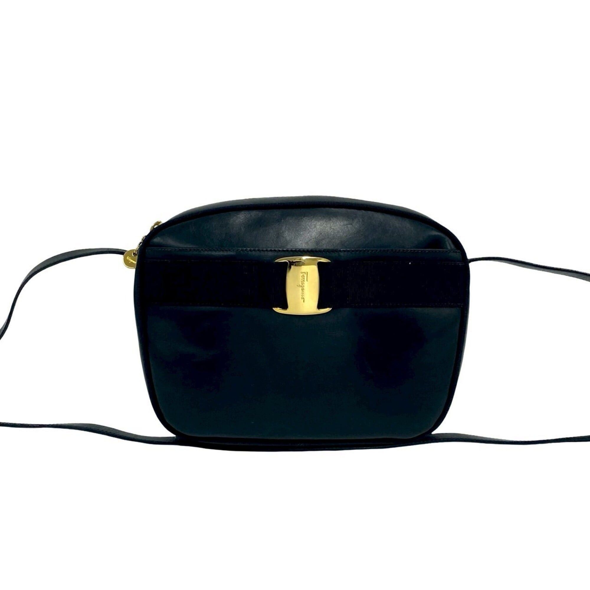 Salvatore Ferragamo Salvatore Ferragamo Vara Ribbon Leather Shoulder Bag/Pouch, Black, 38594 Size ONE SIZE - 1 Thumbnail