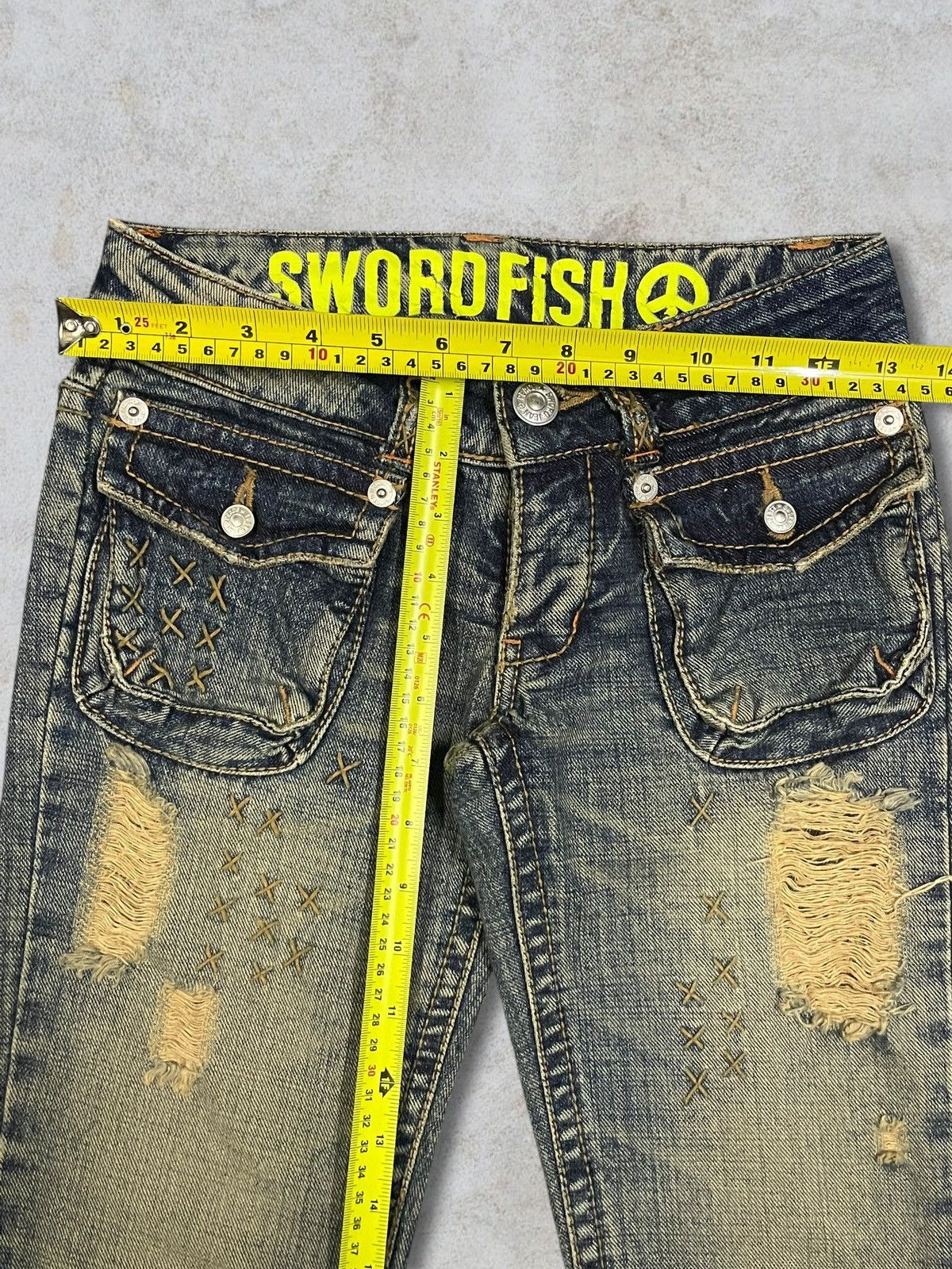 CIVARIZE Japanese Brand Women Punk Bootcut Bush Pants Mud Wash Jeans Size 26" / US 2 / IT 38 - 17 Thumbnail
