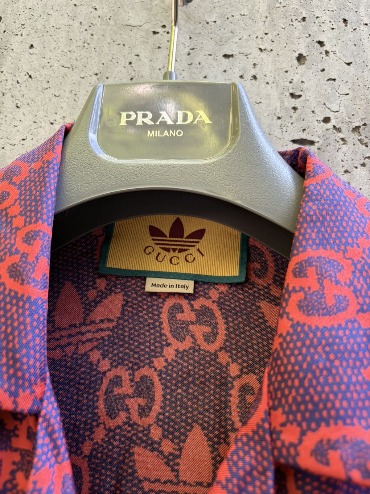 Gucci adidas x Gucci Silk Bowling Shirt Red/Purple GG Monogram Size US M / EU 48-50 / 2 - 2 Thumbnail