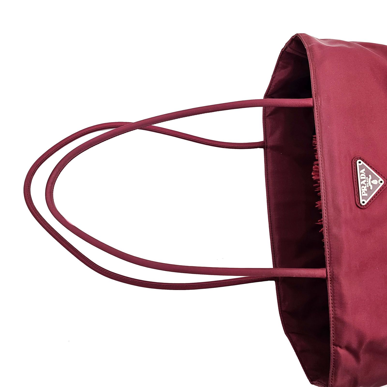 Prada Prada Tessuto Deep Red Burgundy Nylon Shopping Tote Size ONE SIZE - 15 Thumbnail