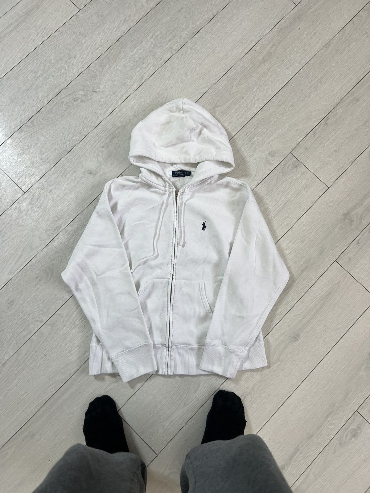 Polo Ralph Lauren Vintage Polo Ralph Lauren Zip-Up White Hoodie Boxy Fit Size US M / EU 48-50 / 2 - 1 Thumbnail