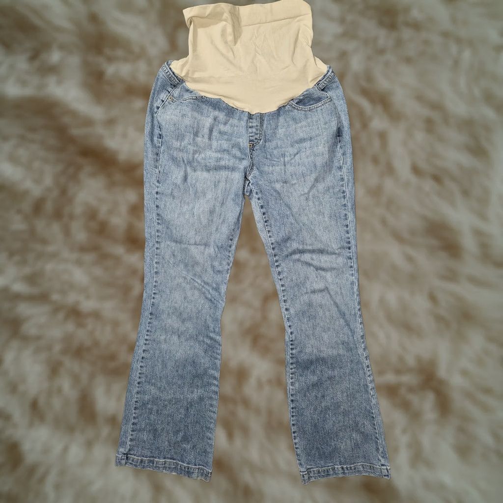 Vintage VINTAGE? No. Motherhood Maternity Jeans Womens L Light Blue Over Belly Bootcut Stretch Denim Shirt? Size 36" / US 14 / IT 50 - 1 Thumbnail