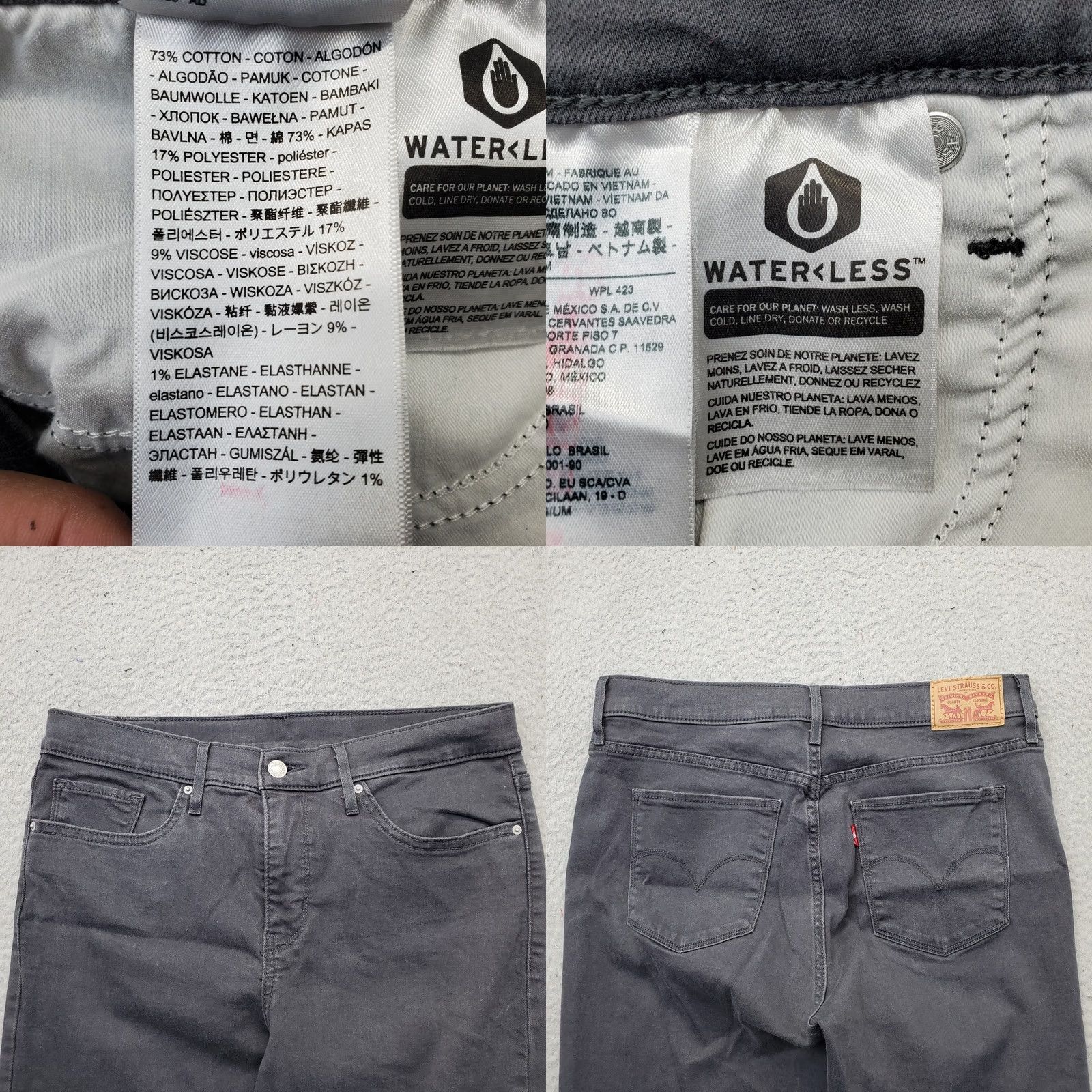 Levi's Levi's Jeans Womens 31x32 Gray Denim Red Tab Super Stretch Streetwear Skinny Leg Shirt Size 24" / US 00 / IT 34 - 8 Thumbnail
