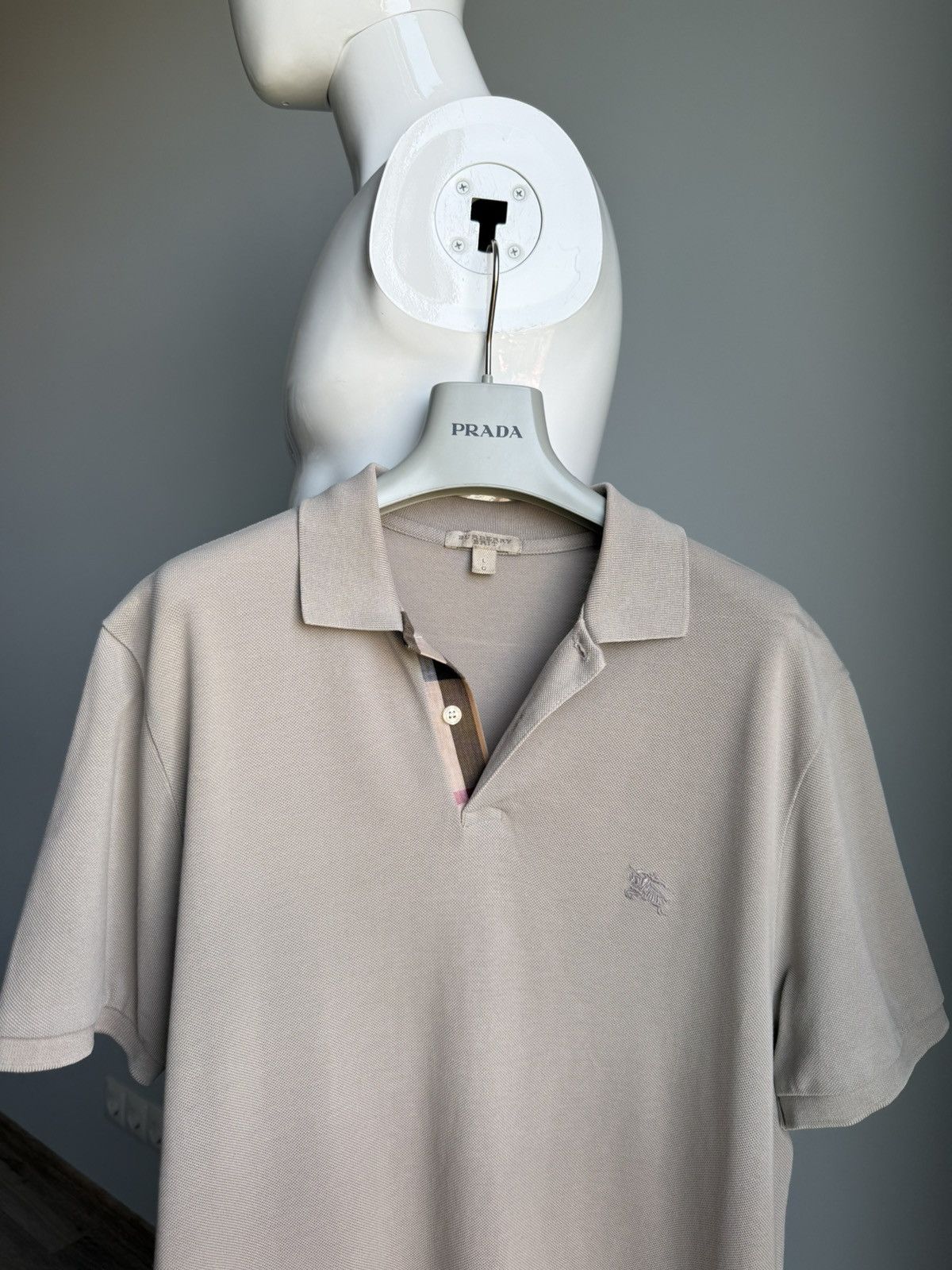 Burberry Burberry Label Men Embroidery Logo Polo Tee Gray Size US L / EU 52-54 / 3 - 6 Thumbnail