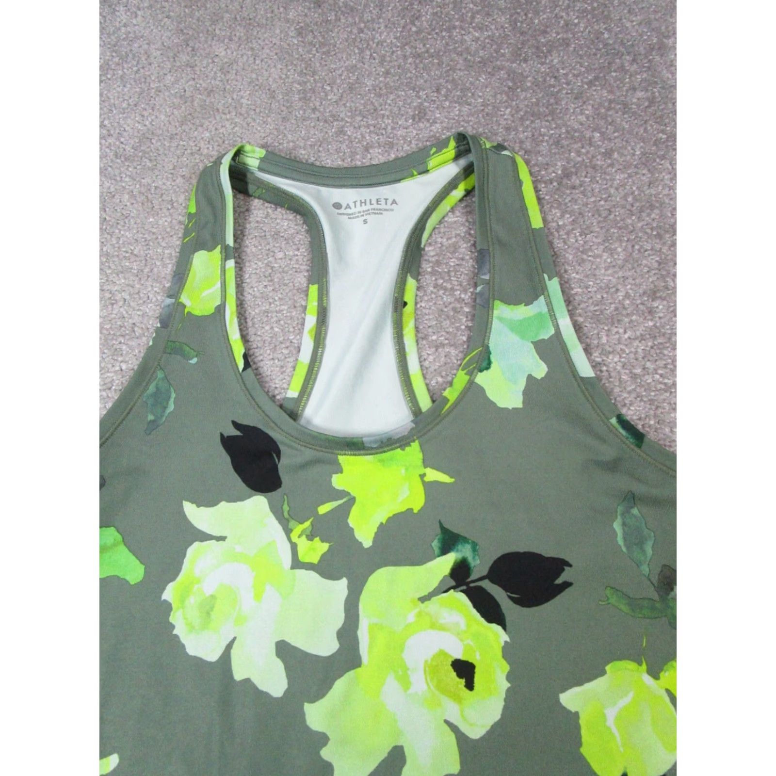 Athleta Athleta Tank Top Womens Small Green Floral Running Pullover Size S / US 4 / IT 40 - 2 Thumbnail