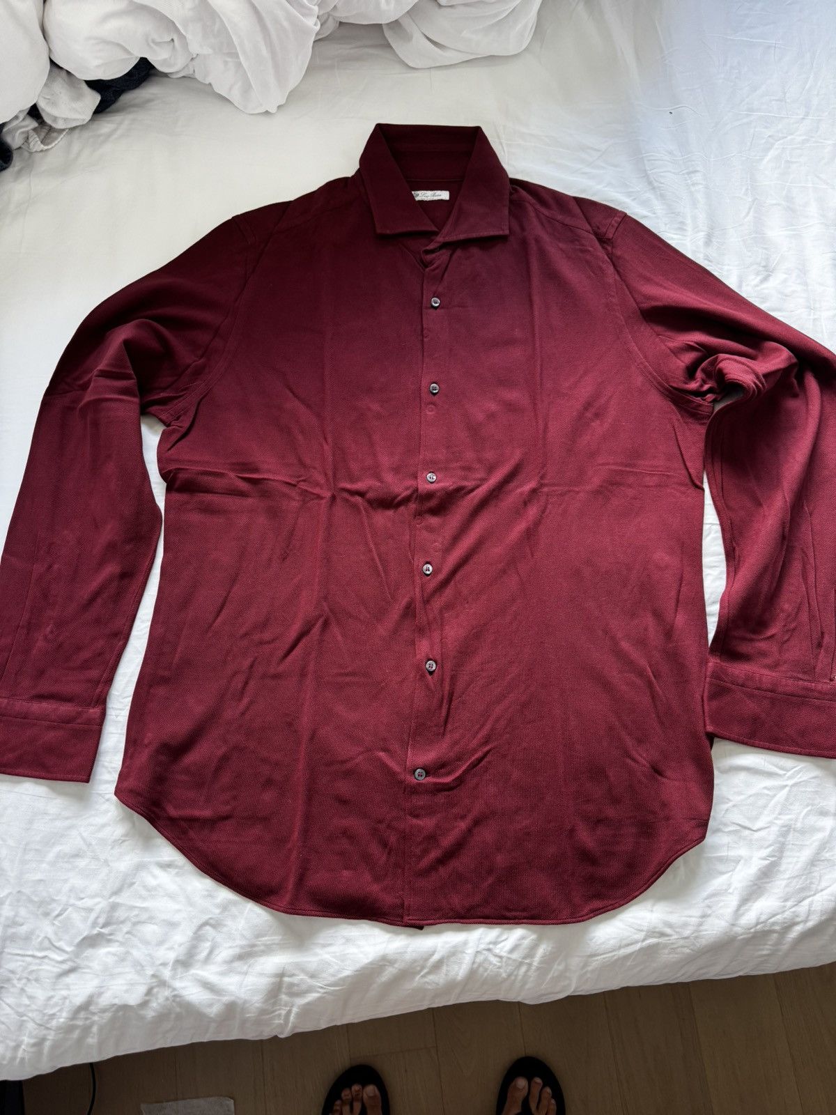 Loro Piana Loro Piana Burgundy Button Up Knit Long Sleeve Size US L / EU 52-54 / 3 - 2 Thumbnail
