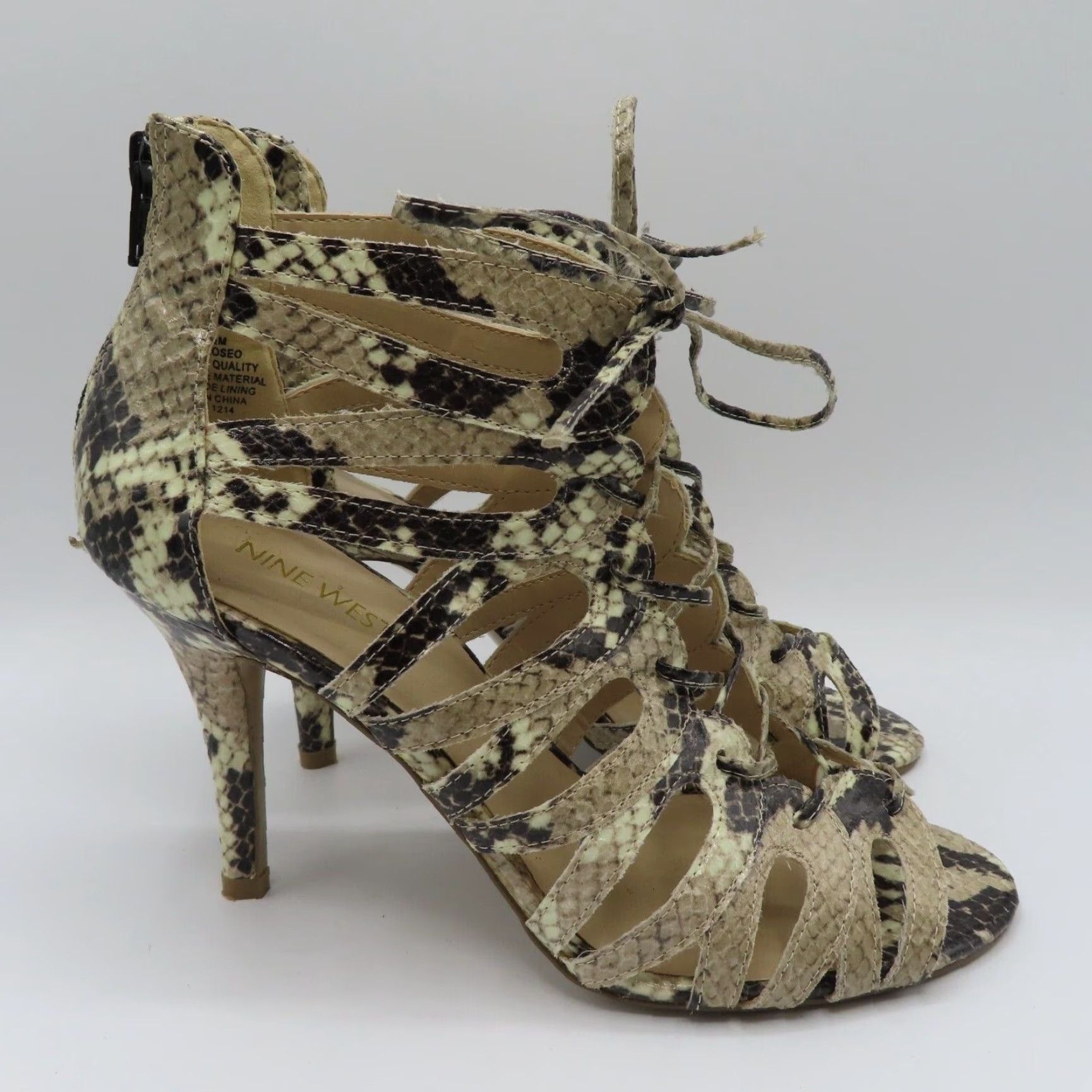 Nine West Nine West Women Heels Cage Cut Out Lace Up Ambroseo Snakeskin Print Stiletto Multicolor 8.5 M Party/Cocktail Size US 9 / IT 39 - 7 Thumbnail