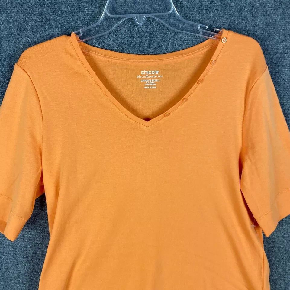 Chicos Chico's Top Women's Size 2 Large Ultimate Tee 100% Cotton Size XS / US 0-2 / IT 36-38 - 2 Thumbnail