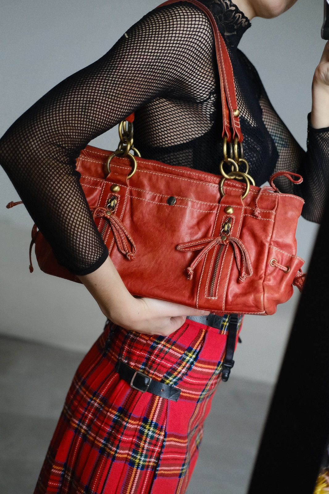 Vintage Red leather y2k grunge bag Size ONE SIZE - 6 Thumbnail