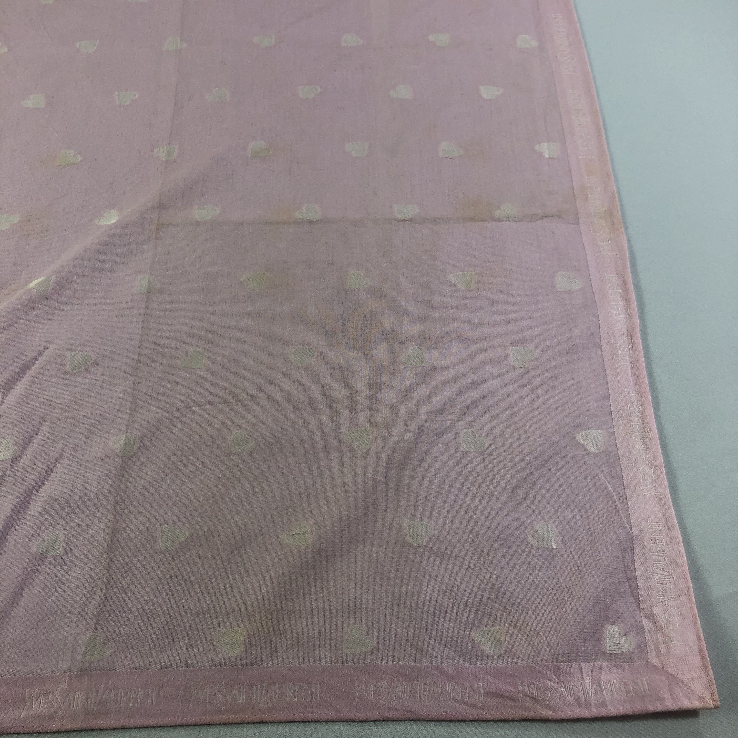 Yves Saint Laurent YSL Pink Loves Handkerchief Neckerchief Bandana H1740 Size ONE SIZE - 5 Thumbnail