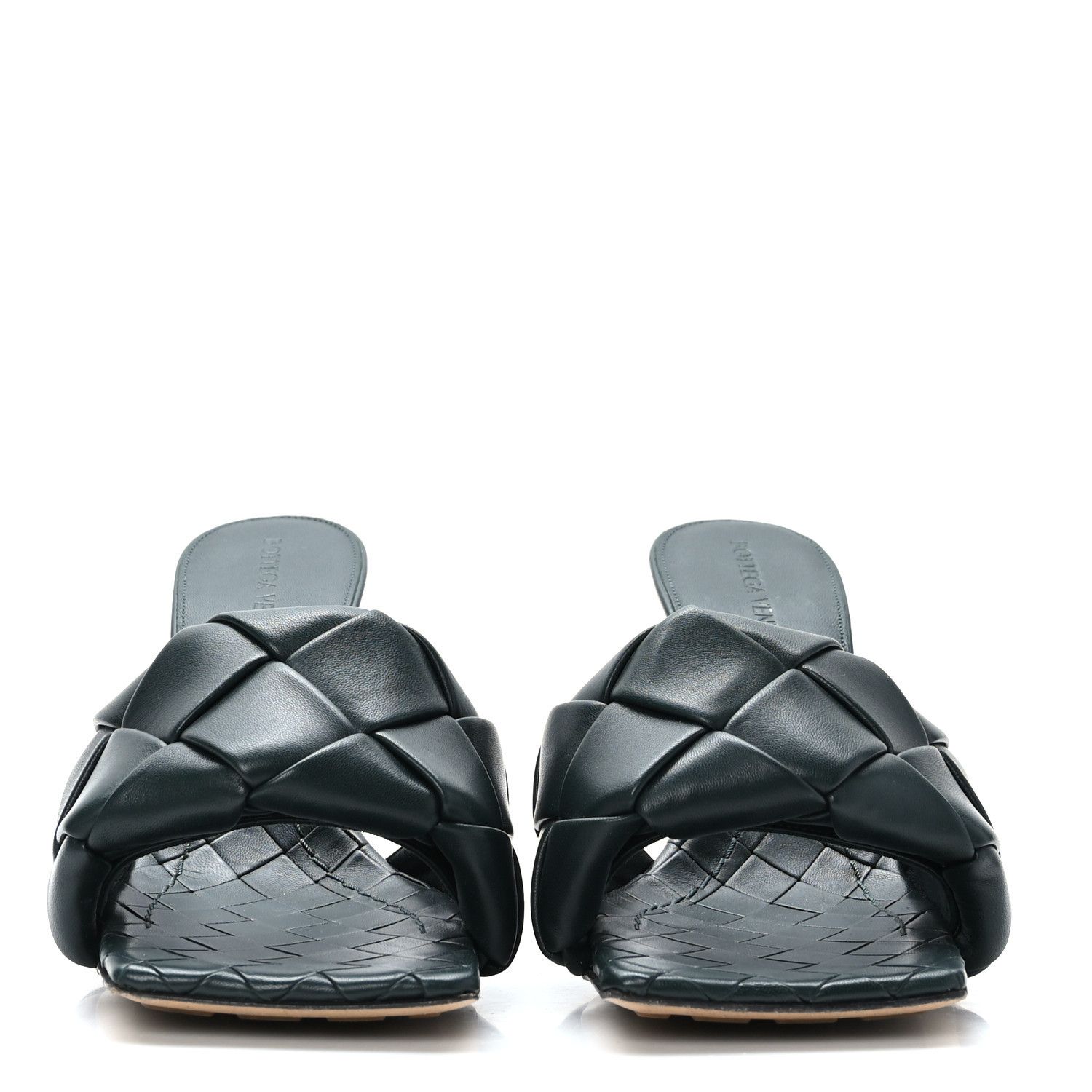 Bottega Veneta o1n1vont0924 Lido Mules in Dark Green Size US 8 / IT 38 - 2 Thumbnail