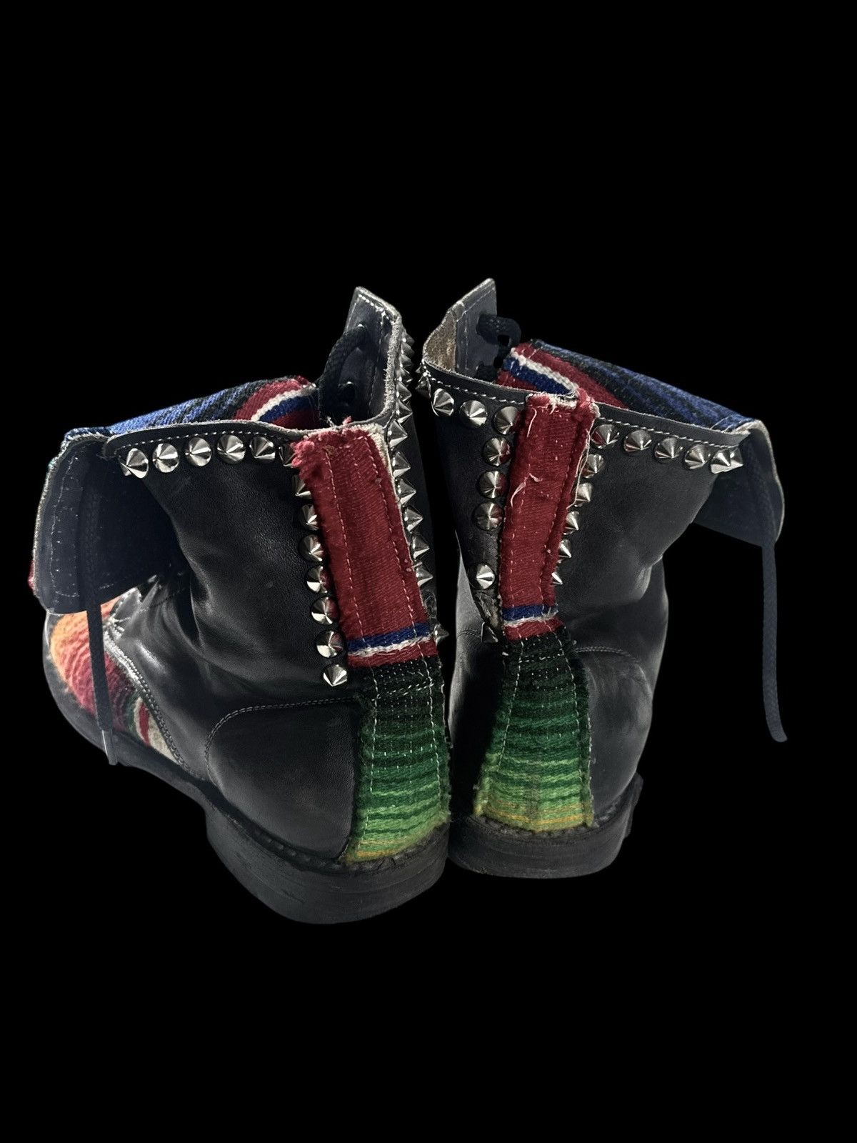 Bed Stu Bed Stu Handmade Studded Leather Textile Ankle Boots Size US 7 / EU 40 - 7 Thumbnail