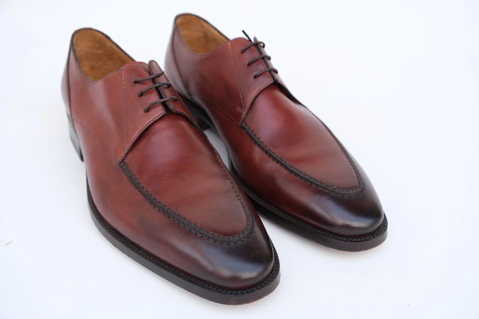 Santoni Santoni Brown Leather Derby Shoes UK 10 US 11 EU 44 Size US 11 / EU 44 - 3 Thumbnail