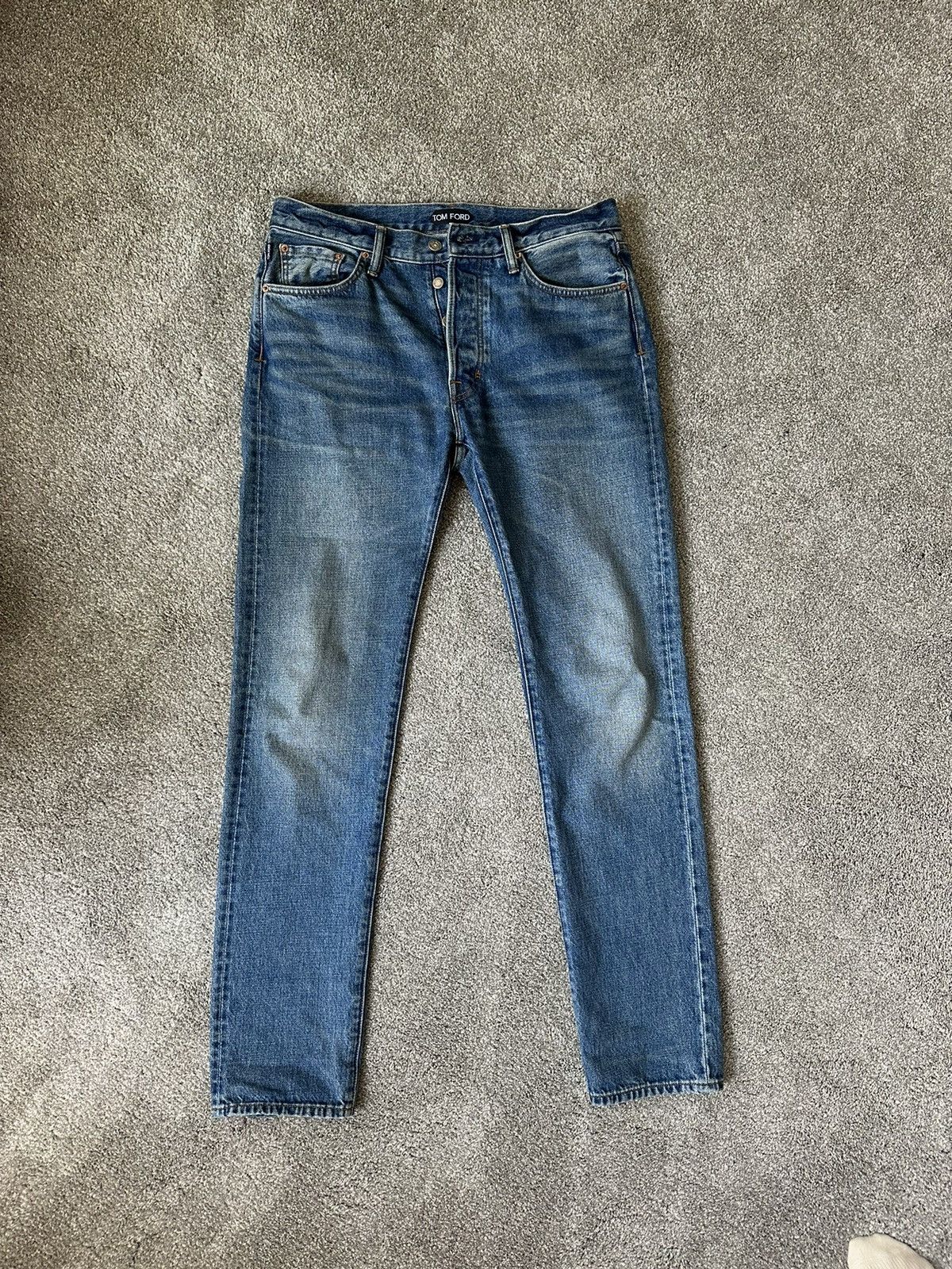 image of Tom Ford Standard Fit Denim Jeans (32) in Blue, Men's