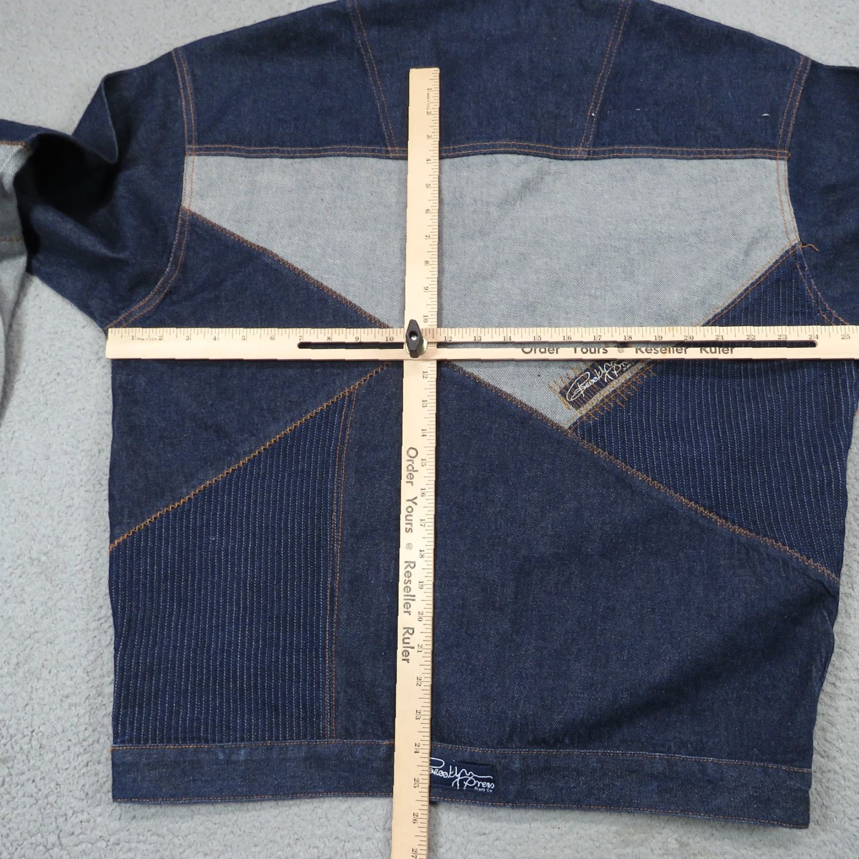 Express VINTAGE Brooklyn Xpress Jacket Men L Blue Denim Patchwork Streetwear BlackLabel? Size US 33 - 7 Thumbnail