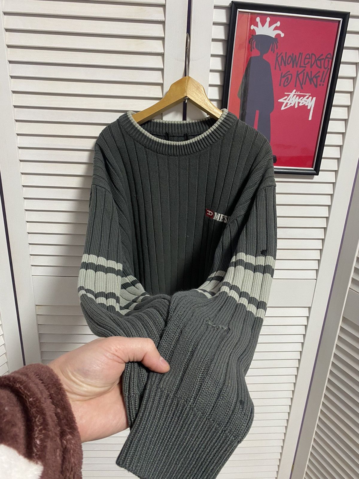 Diesel Vintage Knit Sweater Diesel Striped Opium Faded Style Size US XL / EU 56 / 4 - 5 Thumbnail