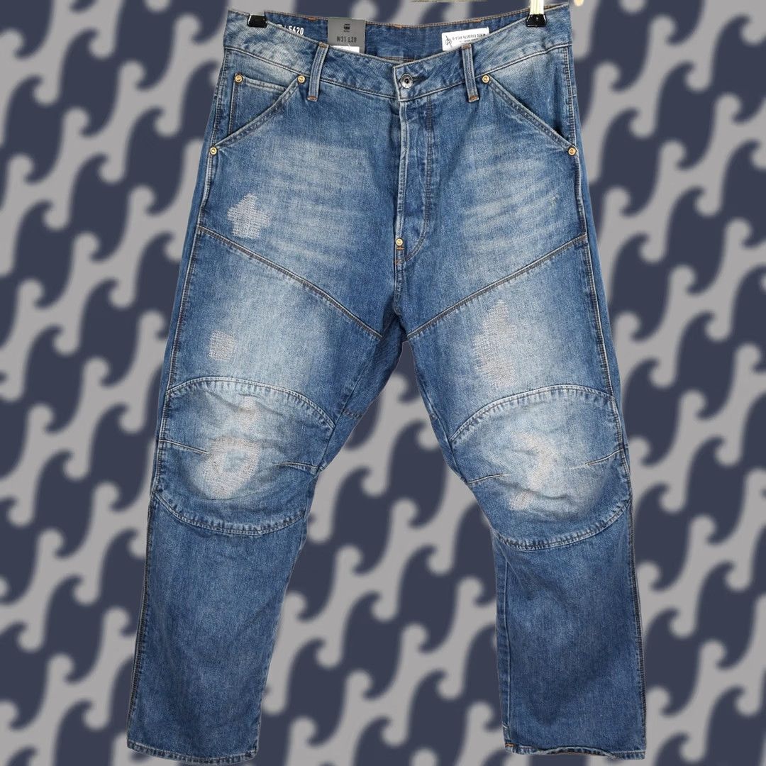 G-Star G-Star Raw Jeans 5620 3D Loose Tu Kara Denim DK Aged Restored Blue Mens W31/L30 Cotton Button Straight Size US 31 - 1 Thumbnail