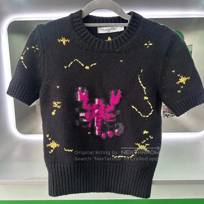 Dior Dior Black Wool Logo Short Sleeve T. Size S / US 4 / IT 40 - 1 Thumbnail