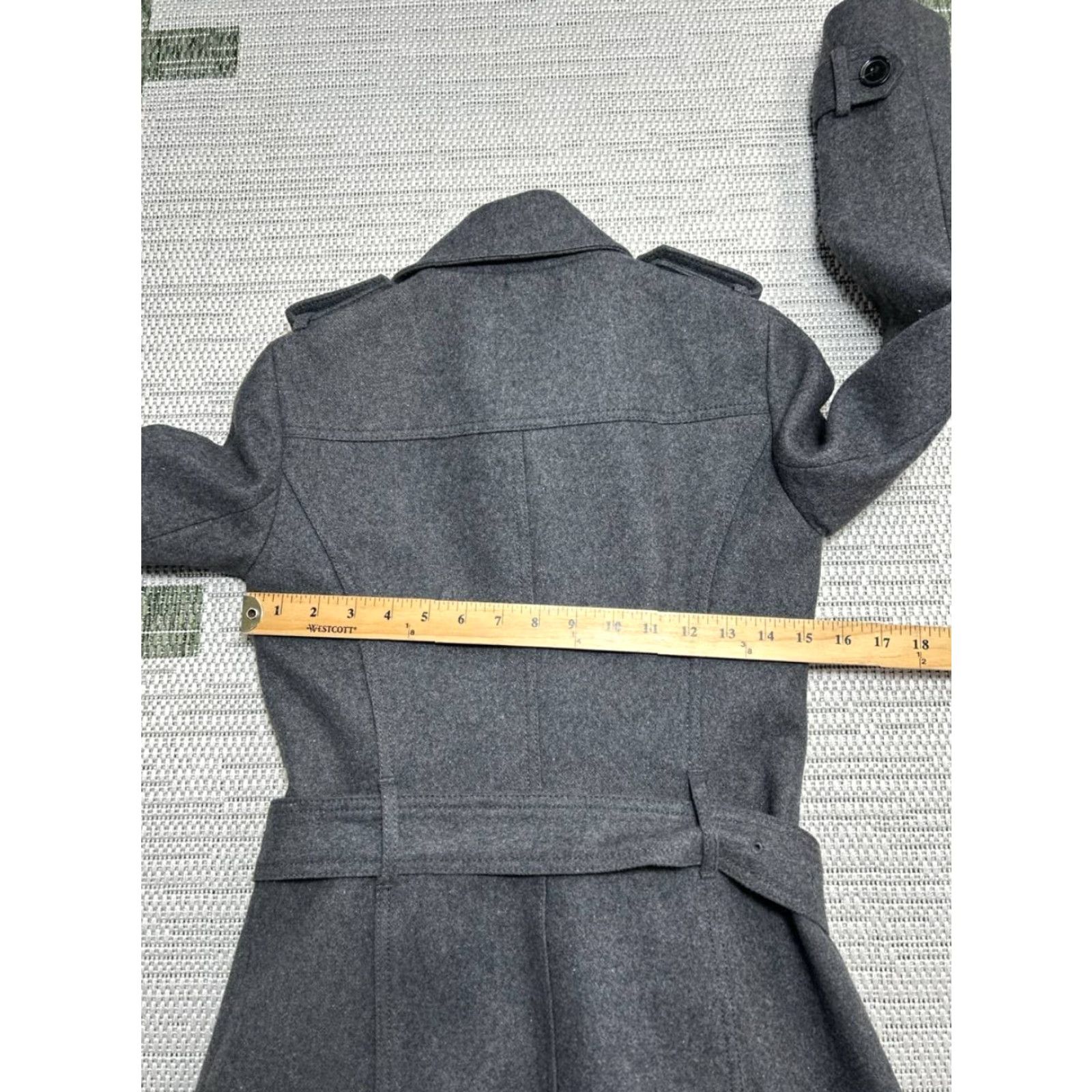 Banana Republic VINTAGE Banana Republic Trench Coat Womens 0 Gray Wool Belted Waist Single Breasted Size XS / US 0-2 / IT 36-38 - 6 Thumbnail
