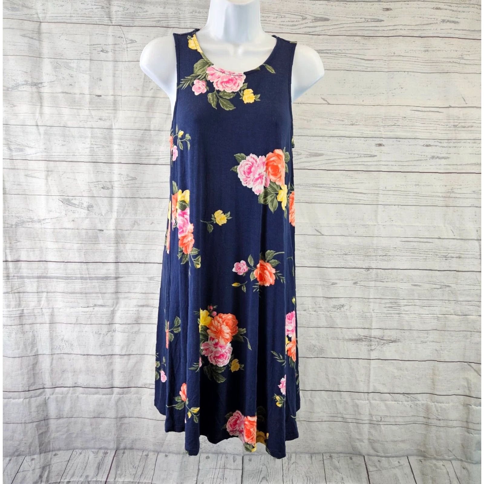 Old Navy Old Navy Womens Tank Dress Sz Small Blue Pink Floral Sleeveless Rayon Blend Size S / US 4 / IT 40 - 2 Thumbnail
